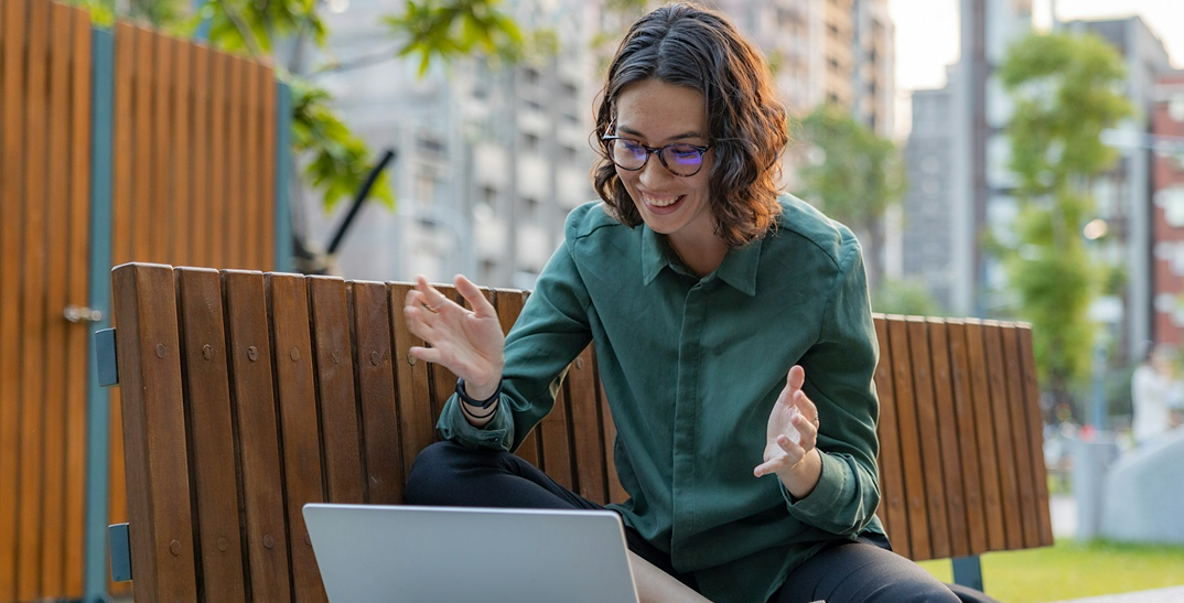 Woman using laptop